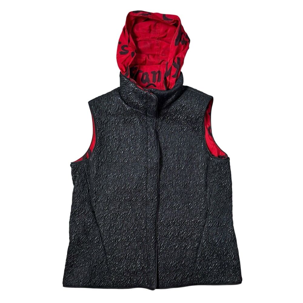 Mycra Pac Vest Puffer Full Zip Stow Hooded Reversible Black Red Size L City Name